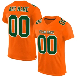 Custom Orange Mesh Football Jersey with Green