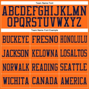 Custom Orange Mesh Football Jersey with Navy - Image 2