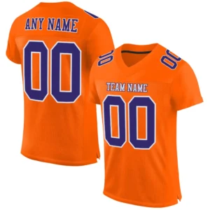 Custom Orange Mesh Football Jersey with Purple