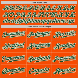 Custom Orange Pinstripe Baseball Jersey with Green-White - Image 3