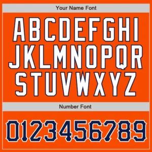 Custom Orange Pinstripe Baseball Jersey with Navy-White - Image 2