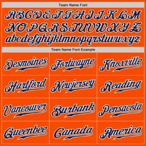 Custom Orange Pinstripe Baseball Jersey with Navy-White - Image 3