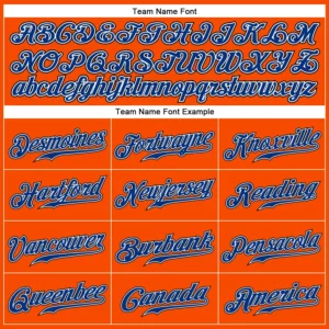 Custom Orange Pinstripe Baseball Jersey with Royal-Black - Image 2