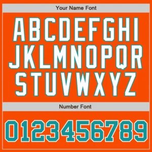 Custom Orange Pinstripe Baseball Jersey with Teal-White - Image 2