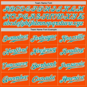 Custom Orange Pinstripe Baseball Jersey with Teal-White - Image 3