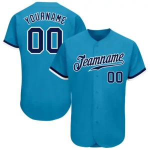 Custom Panther Blue Baseball Jersey with Navy-White
