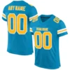 Custom Panther Blue Mesh Football Jersey with Gold-White