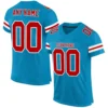 Custom Panther Blue Mesh Football Jersey with Red-White