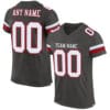Custom Pewter Mesh Football Jersey with White-Red