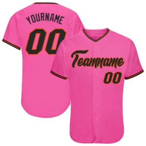 Custom Pink Baseball Jersey with Black-Orange