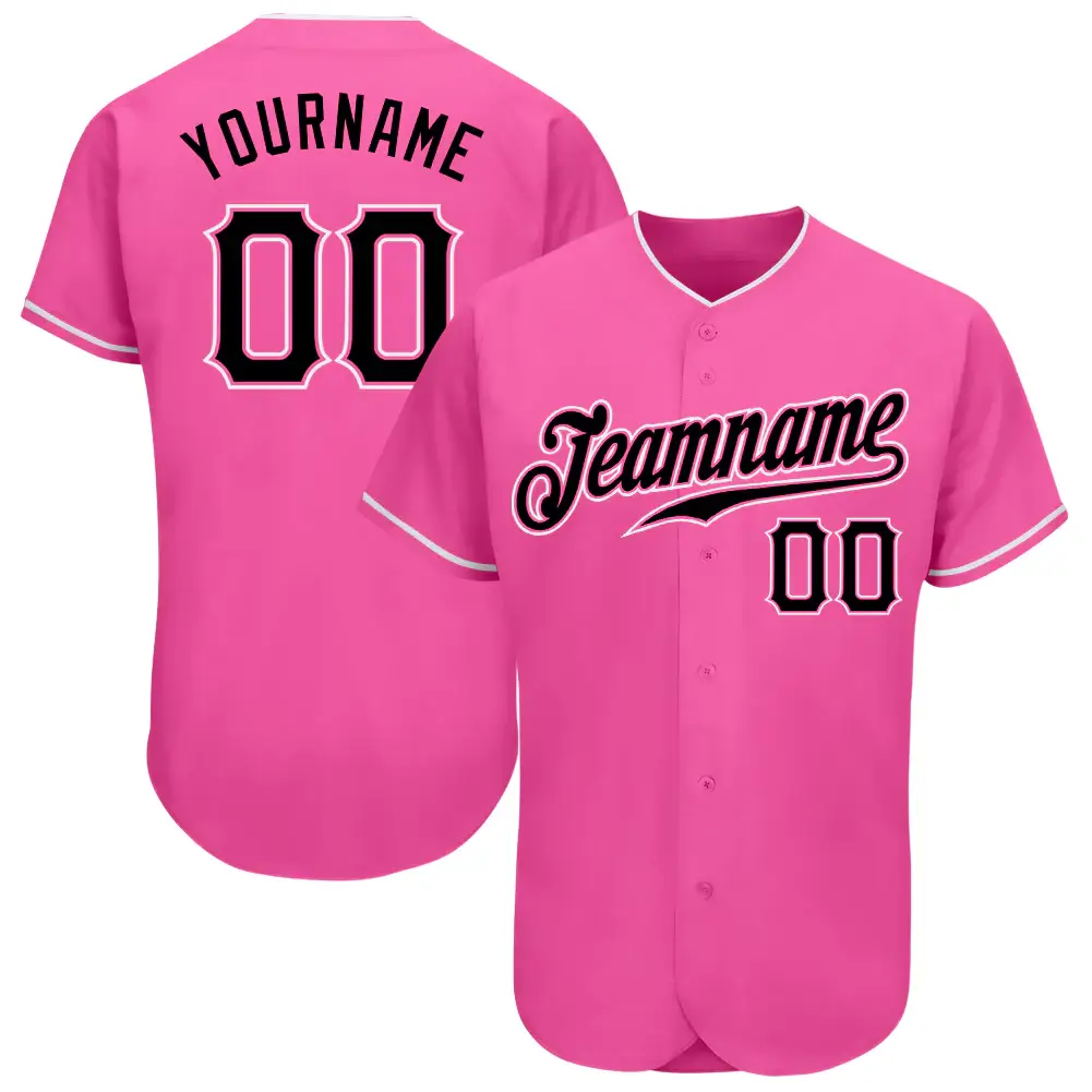Custom Pink Baseball Jersey with Black-White