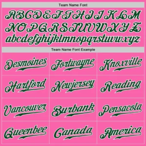 Custom Pink Baseball Jersey with Green-White - Image 2