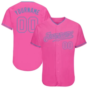 Custom Pink Baseball Jersey with Pink-Light Blue
