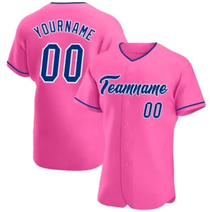 Custom Pink Baseball Jersey with Royal-White