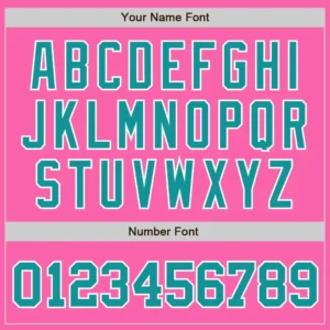 Custom Pink Baseball Jersey with Teal-White - Image 3