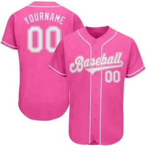 Custom Pink Baseball Jersey with White