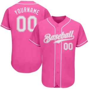 Custom Pink Baseball Jersey with White