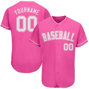 Custom Pink Baseball Jersey with White