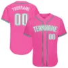 Custom Pink Baseball Jersey with White-Kelly Green
