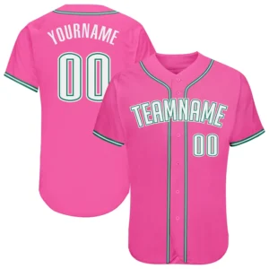 Custom Pink Baseball Jersey with White-Kelly Green
