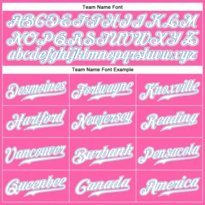 Custom Pink Baseball Jersey with White-Light Blue - Image 2