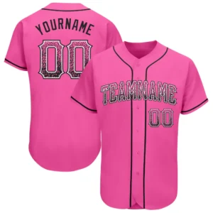 Custom Pink Drift Fashion Baseball Jersey with Black-White