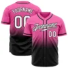 Custom Pink Fade Fashion Baseball Jersey with White-Black