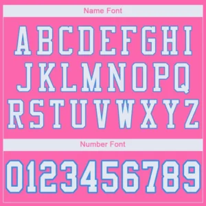 Custom Pink Mesh Football Jersey with White-Powder Blue - Image 2