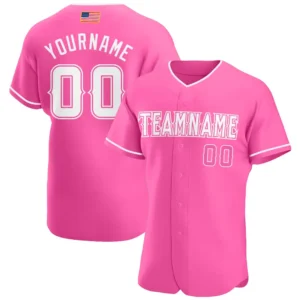 Custom Pink USA Flag Fashion Baseball Jersey with White