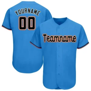 Custom Powder Blue Baseball Jersey with Black-Orange