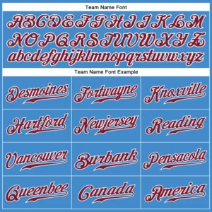Custom Powder Blue Baseball Jersey with Crimson-White - Image 2