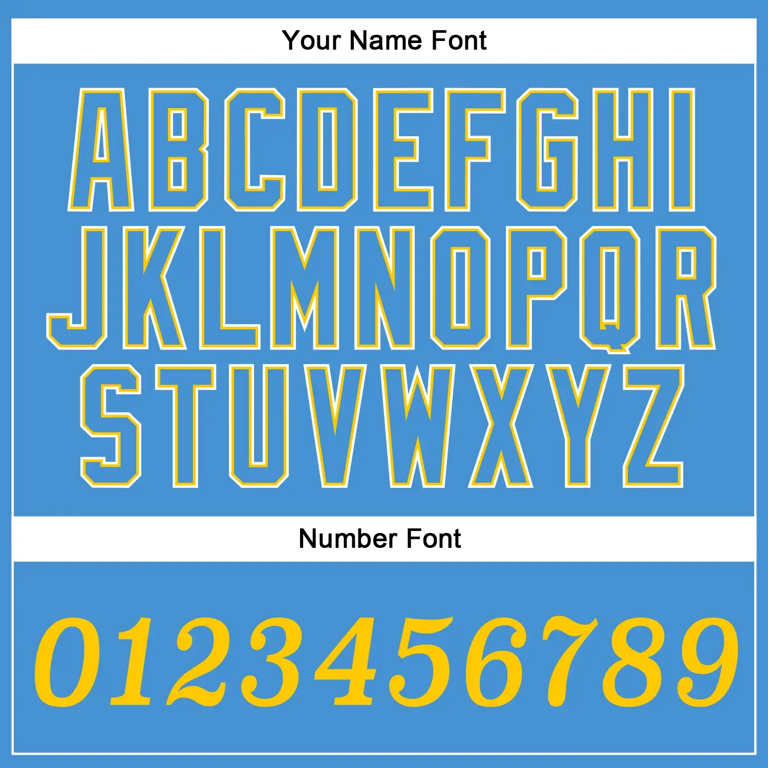 Custom Powder Blue Baseball Jersey with Gold-White - Image 2
