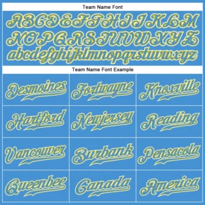 Custom Powder Blue Baseball Jersey with Gold-White - Image 3