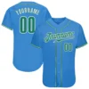 Custom Powder Blue Baseball Jersey with Kelly Green-White
