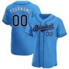Custom Powder Blue Baseball Jersey with Navy-White