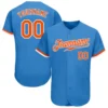 Custom Powder Blue Baseball Jersey with Orange-White