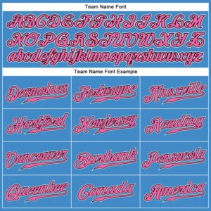 Custom Powder Blue Baseball Jersey with Pink-Black - Image 2