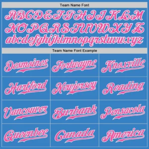 Custom Powder Blue Baseball Jersey with Pink-White - Image 2
