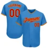 Custom Powder Blue Baseball Jersey with Red-Gold