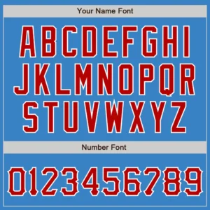 Custom Powder Blue Baseball Jersey with Red-White - Image 2