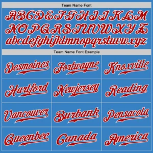 Custom Powder Blue Baseball Jersey with Red-White - Image 3