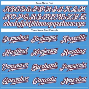 Custom Powder Blue Baseball Jersey with White-Red - Image 2