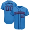 Custom Powder Blue Drift Fashion Baseball Jersey with Navy-Red
