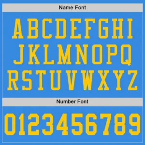 Custom Powder Blue Mesh Throwback Football Jersey with Gold - Image 3