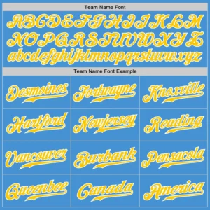 Custom Powder Blue Pinstripe Baseball Jersey with Gold-White - Image 3
