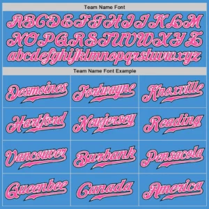 Custom Powder Blue Pinstripe Baseball Jersey with Pink-White - Image 3