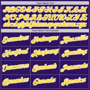 Custom Purple Baseball Jersey with Gold-White - Image 2