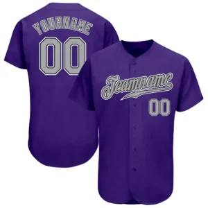 Custom Purple Baseball Jersey with Gray-Black