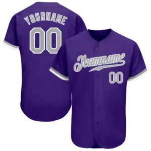 Custom Purple Baseball Jersey with Gray-White