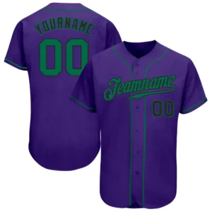 Custom Purple Baseball Jersey with Kelly Green-Black